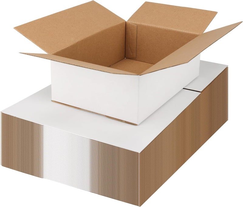 EXYGLO 40 Pack 9x6x3 Shipping Boxes for Small Business, White Corrugated Cardboard Small Box for Packaging, Moving, Mailing, and Storing - Image 1